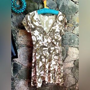 yellow gold Printed Wrap dress size